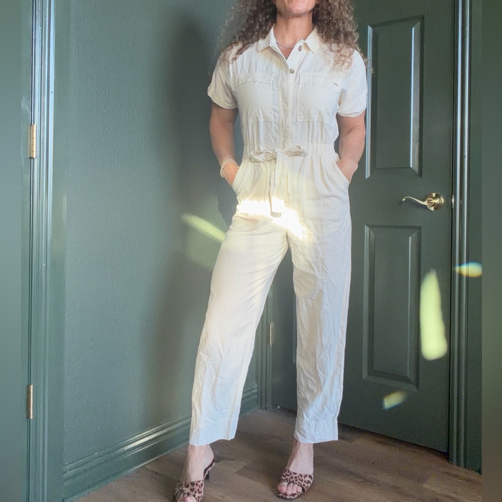 Ivory Linen blend jumpsuit